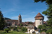 France, Jura, Poligny, the collegiale Saint Hippolyte and the tower of the Sergenterie
