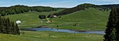 France, Jura, La Pesse, panoramique view on the lake of Embouteilleux