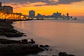 Cuba, Havana, district of Habana Vieja listed as World Heritage by UNESCO, Vedado from the Malecon