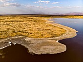 Kenya, lake Magadi, little Magadi from a drone