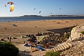 Morocco, Western Sahara, Dakhla, Dakhla Attitude kite camp facing a beach and the lagoon