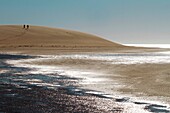 Morocco, Western Sahara, Dakhla, site of the white dune standing between lagoon and mountains