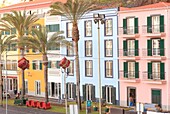 Portugal, Madeira Island, Ponta do Sol, colorful buildings on the seafront