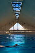 France, Calvados, Pays d'Auge, Deauville, Olympic swimming pool by architect Roger Taillibert