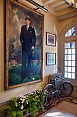 France, Calvados, Pays d'Auge, Deauville, Strassburger Villa, portrait of Ralph Strassburger in the entrance hall