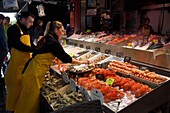 France, Calvados, Pays d'Auge, Trouville sur Mer, the fish market, seafood stall