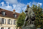 France, Calvados, Pays d'Auge, Beaumont en Auge, statue of Pierre-Simon de Laplace, mathematician, astronomer, physicist and French politician
