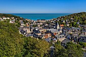 France, Seine-Maritime, Cote d'Albatre (Alabaster Coast), Pays de Caux, Veules les Roses, labelized the Most Beautiful Villages of France, in the hollow of a valeuse