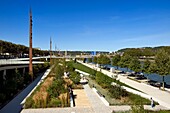 Frankreich, Seine-Maritime, Rouen, Gärten der neu angelegten Kais am linken Ufer