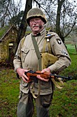 France, Eure, Sainte Colombe prés Vernon, Allied Reconstitution Group (US World War 2 and french Maquis historical reconstruction Association), reenactor Marc Amblot in uniform of the 101st US Airborne Division