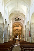 France, Morbihan, Saint-Gildas de Rhuys, the nave of the abbey church