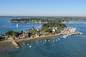 France, Morbihan, Ile-aux-Moines, aerial view of the Gulf of Morbihan and Monk island