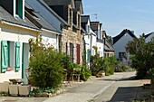 France, Morbihan, Houat, the village and its typical houses