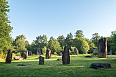 France, Morbihan, Monteneuf, the megalithic domain of the Straight stones at sunrise