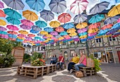 France, Morbihan, Pontivy, the umbrellas of the Martray place