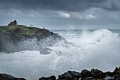 France, Morbihan, St-Pierre-Quiberon, the Wild Coast and the tip of Percho on a stormy day