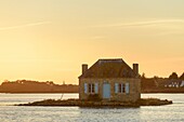 Frankreich, Morbihan, Belz, Nichtarguer-Insel auf dem Fluss Etel bei Sonnenuntergang