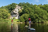 France, Morbihan, Pluméliau-Bieuzy, paddle in front of the chapel Saint-Gildas of Bieuzy