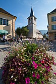 France, Savoie, before Savoyard country, the village of Novalaise hosts a very old market on Sunday morning in the village center