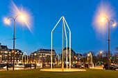 France, Paris (75), the Champs-Elysées roundabout, the new fountains designed by the Bourroullec brothers, inaugurated on 21/03/2019