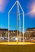Frankreich, Paris (75), Kreisverkehr Champs-Elysées, die neuen Springbrunnen der Brüder Bourroullec, eingeweiht am 21/03/2019