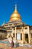 Myanmar (Burma), Region Mandalay, Bagan als Weltkulturerbe der UNESCO gelistet Buddhistische archäologische Stätte, Myazedi-Tempel, enthält die Inschrift Myazedi oder Gubyaukgyi Stein