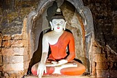 Myanmar (Burma), Mandalay region, Buddhist archaeological site of Bagan listed as World Heritage by UNESCO, Gubyauknge temple, Buddha statue
