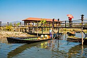 Myanmar (Burma), Shan-Staat, Inle-See, Hängebrücke