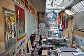 France, Paris, Saint Germain des Pres district, Ecole nationale superieure des Beaux-Arts (Fine Arts school), the fresco workshop by Philippe Bennequin