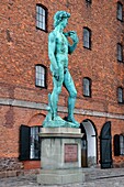 Denmark, Zealand, Copenhagen, Larsens Plads, National Gallery of Denmark, museum of the royal collection of copies (Den Kongelige Afstøbningssamling) at the Danish West Indian Warehouse, replica of Michelangelo's David statue on the seafront