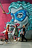 Denmark, Zealand, Copenhagen, mural by artist Stine Hvid at the end of the street Lille Kongensgade