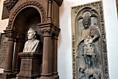 France, Bas Rhin, Strasbourg, old town listed as World Heritage by UNESCO, Place Saint Thomas, Saint Thomas church, stele of Jean-Frédéric Bruch, died in 1874, professor of theology and stele of Jean Thaler of 1356