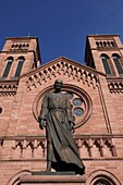 France, Bas Rhin, Strasbourg, Neustadt listed as World Heritage by UNESCO, Rue Finkmatt, Saint Pierre le Jeune catholic church, statue of Charles de Foucauld born in Strasbourg in 1858
