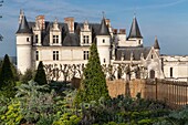 Frankreich, Indre et Loire, Loire-Tal als Weltkulturerbe der UNESCO, Amboise, Schloss Amboise, das Schloss von Amboise vom Innenhof und vom Garten aus