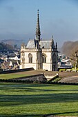 France, Indre et Loire, Loire valley listed as World Heritage by UNESCO, Amboise, Amboise castle, Saint Hubert chapel where is buried Leonardo da Vinci
