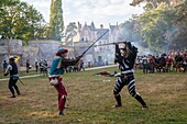 France, Indre et Loire, Loire valley listed as World Heritage by UNESCO, Amboise, chateau du Clos Luce, historical reconstruction of the Battle of Marignan at Clos Luce