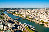 France, Paris, the Seine and the 16th arrondissement (aerial view)