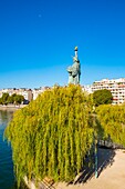 France, Paris, the Swan Island, the Statue of Liberty, the Seine banks of the 16th arrondissement
