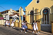 Sri Lanka, Southern province, Matara, Matara Fort, school girls