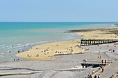 Frankreich, Normandie, Seine Maritime, Pays de Caux, Cote d'Albatre, Veules les Roses, Die schönsten Dörfer Frankreichs, der Strand