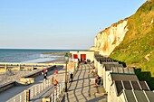 France, Normandy, Seine Maritime,Pays de Caux, Cote d'Albatre, Veules les Roses, The Most Beautiful Villages of France, the beach and the cliffs