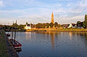 France, Finistere, Parc Naturel Regional d'Armorique (Armorica Natural Regional Park), Le Faou, labelled Les Plus Beaux Villages de France (The Most Beautiful Villages of France), the town and the church of Saint Sauveur du Faou near Aulne river