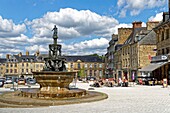 France, Cotes d'Armor, Guingamp, the Plomee Fountain in the place du Centre