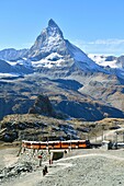Schweiz, Kanton Wallis, Zermatt, Zug zum Gornergrat (3100 m), Aussichtspunkt auf das Matterhorn (4478 m)