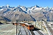 Schweiz, Kanton Wallis, Zermatt, Zug zum Gornergrat (3100 m), Aussichtspunkt auf das Matterhorn (4478 m)