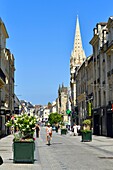 France, Calvados, Caen, rue Saint-Pierre and Saint Pierre church in the background