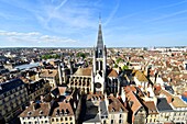 France, Cote d'Or, Dijon, area listed as World Heritage by UNESCO, Notre Dame church seen from the tower Philippe le Bon (Philip the Good)