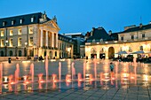France, Cote d'Or, Dijon, area listed as World Heritage by UNESCO, fountains on the place de la Libération (Liberation Square) in front of the Palace of the Dukes of Burgundy which houses the town hall and the Museum of Fine Arts