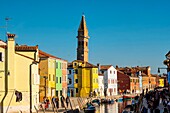 Italy, Veneto, Venice listed as World Heritage by UNESCO, the colorful facades of Burano Island