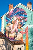 Frankreich, Isere, Grenoble, Cours Berriat, Notre-Dame de Grâce II des kanadischen Künstlers A&#x2019;Shop, Fresko geschaffen während des Grenoble Street-Art Fest 2017